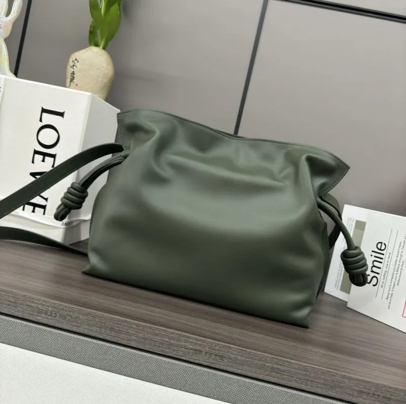 LOEWE Olive Green Leather Crossbody Bag - Image 3