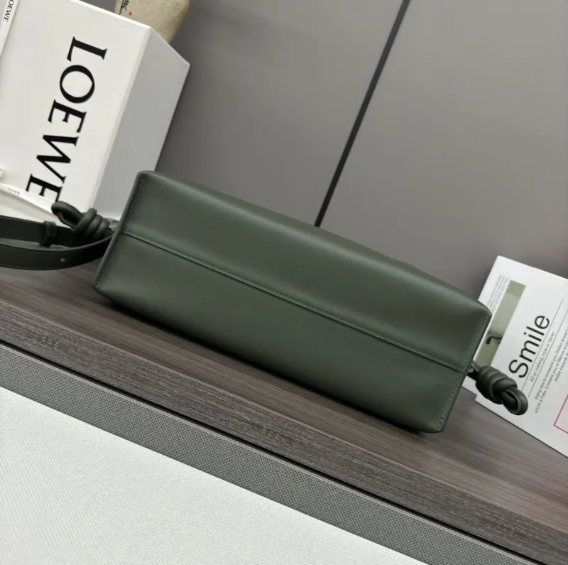 LOEWE Olive Green Leather Crossbody Bag - Image 4
