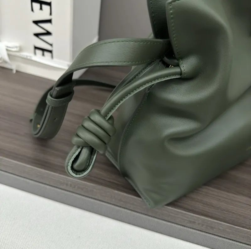 LOEWE Olive Green Leather Crossbody Bag - Image 6