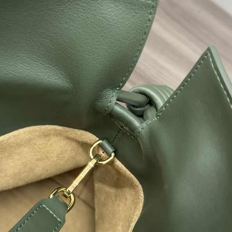 LOEWE Olive Green Leather Crossbody Bag - Image 7