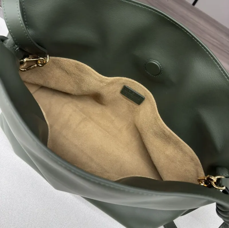 LOEWE Olive Green Leather Crossbody Bag - Image 8