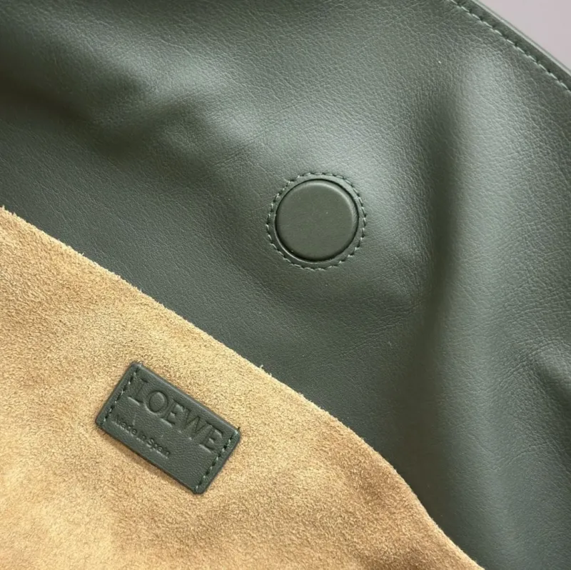 LOEWE Olive Green Leather Crossbody Bag - Image 9