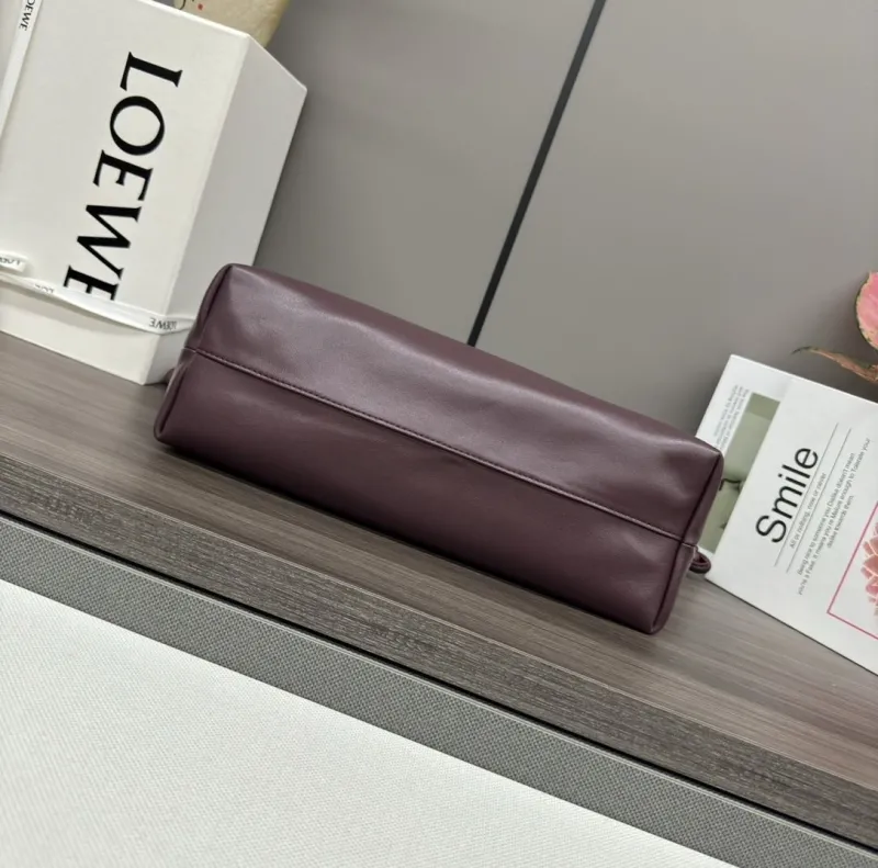 LOEWE Clutch-114 Dark Purple Leather Clutch Bag - Image 4