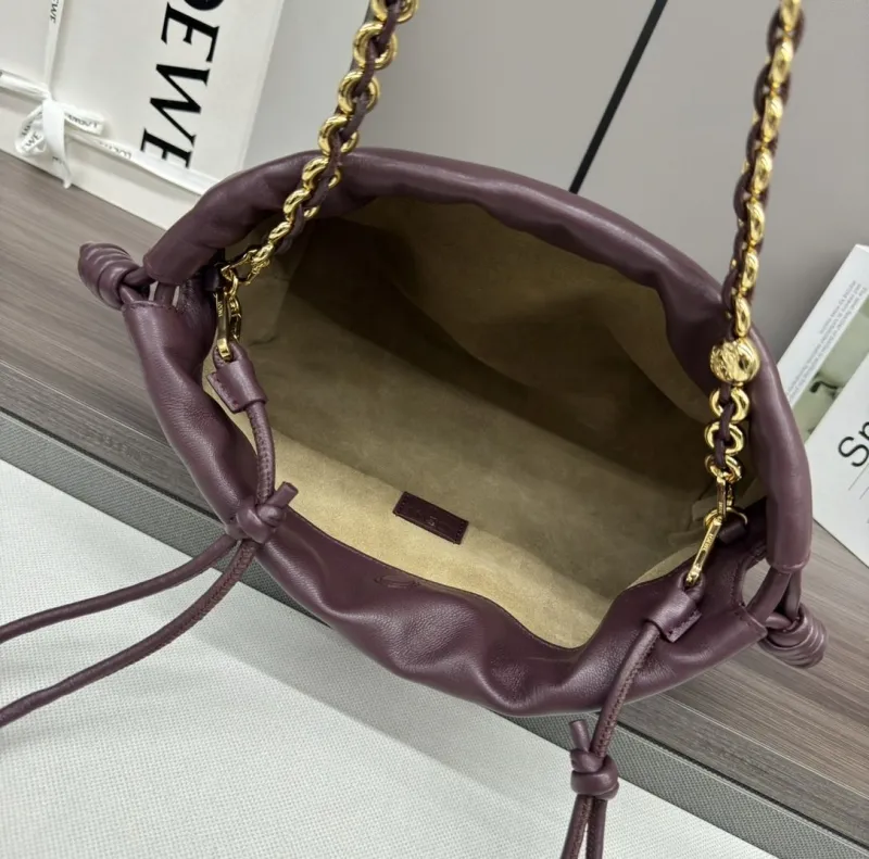 LOEWE Clutch-114 Dark Purple Leather Clutch Bag - Image 7