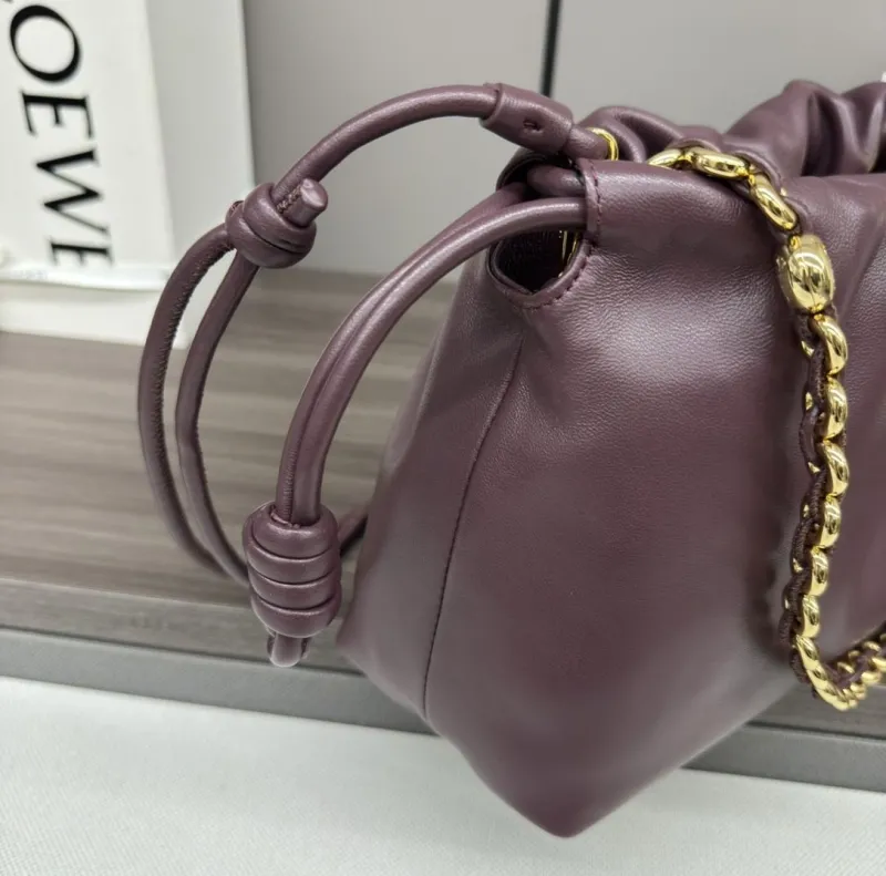 LOEWE Clutch-114 Dark Purple Leather Clutch Bag - Image 8