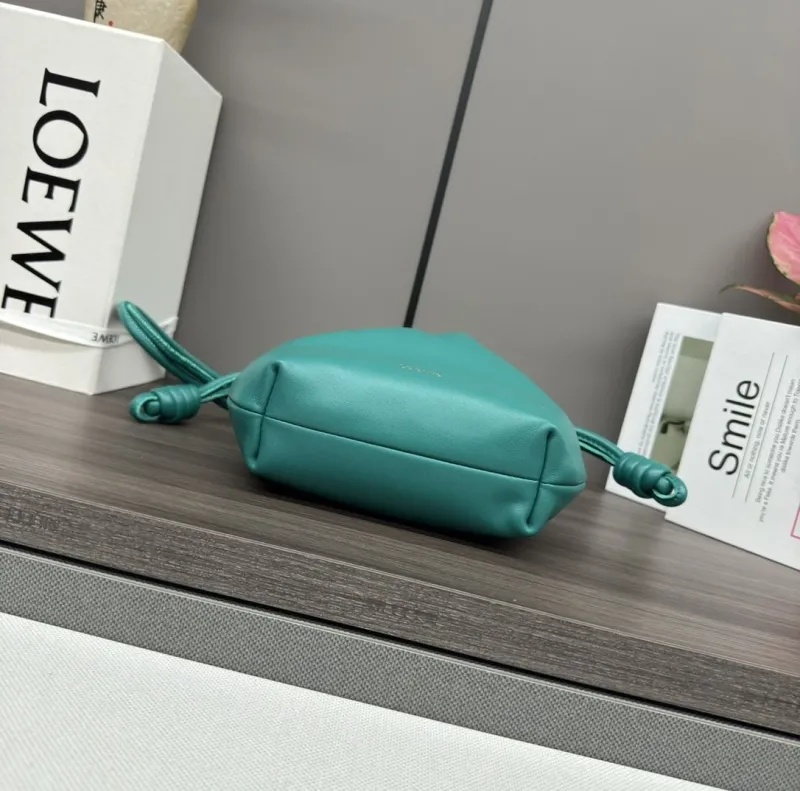 LOEWE Teal Leather Bucket Crossbody Bag - Image 3