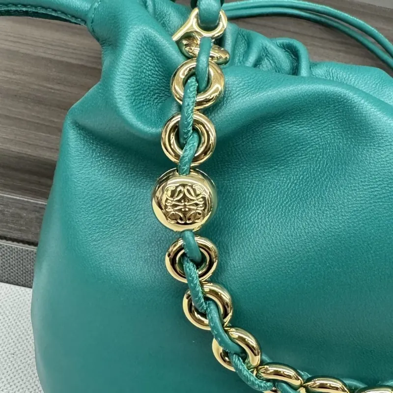LOEWE Teal Leather Bucket Crossbody Bag - Image 5