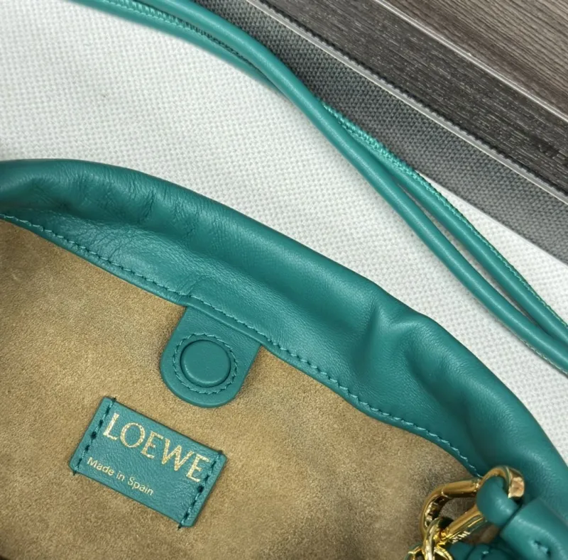 LOEWE Teal Leather Bucket Crossbody Bag - Image 9