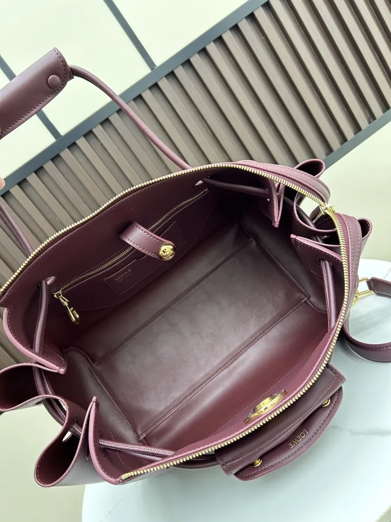 LOEWE Burgundy Leather Tote Bag 250519 - Image 5