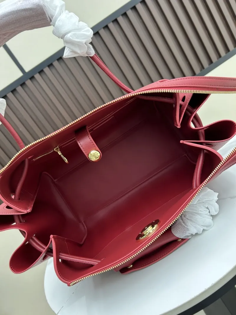 LOEWE Burgundy Leather Shoulder Handbag - Image 7