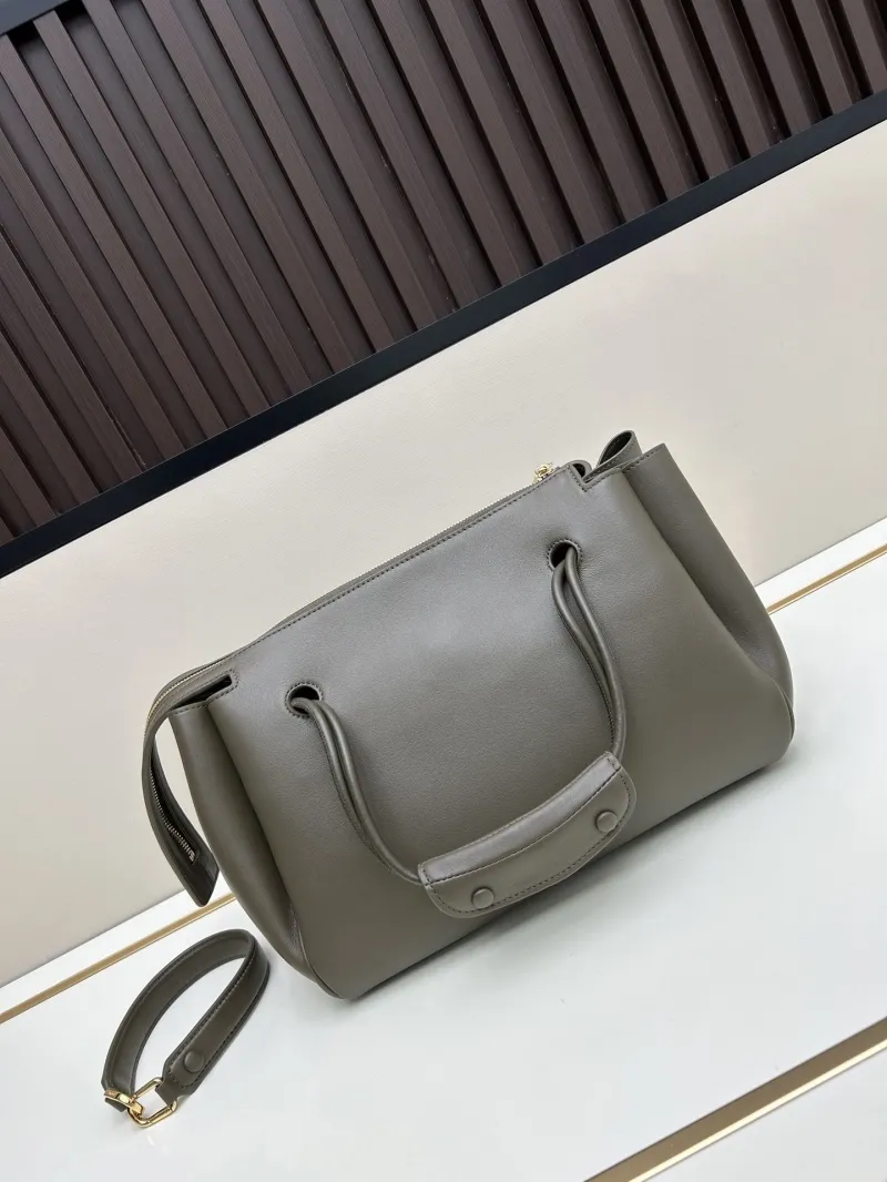 LOEWE Gray Leather Tote Bag 250519 28.5x11x23cm - Image 3