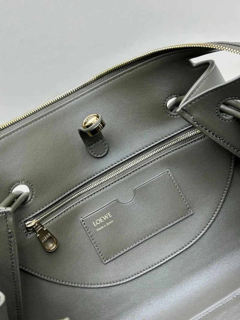 LOEWE Gray Leather Tote Bag 250519 28.5x11x23cm - Image 9
