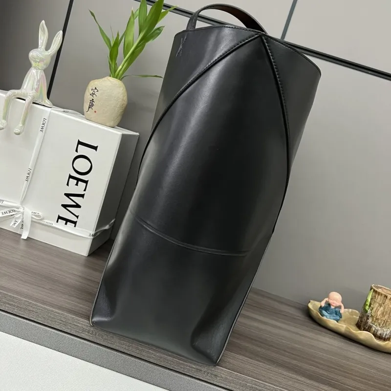 Alternative view of LOEWE Black Leather Shopping Tote Bag