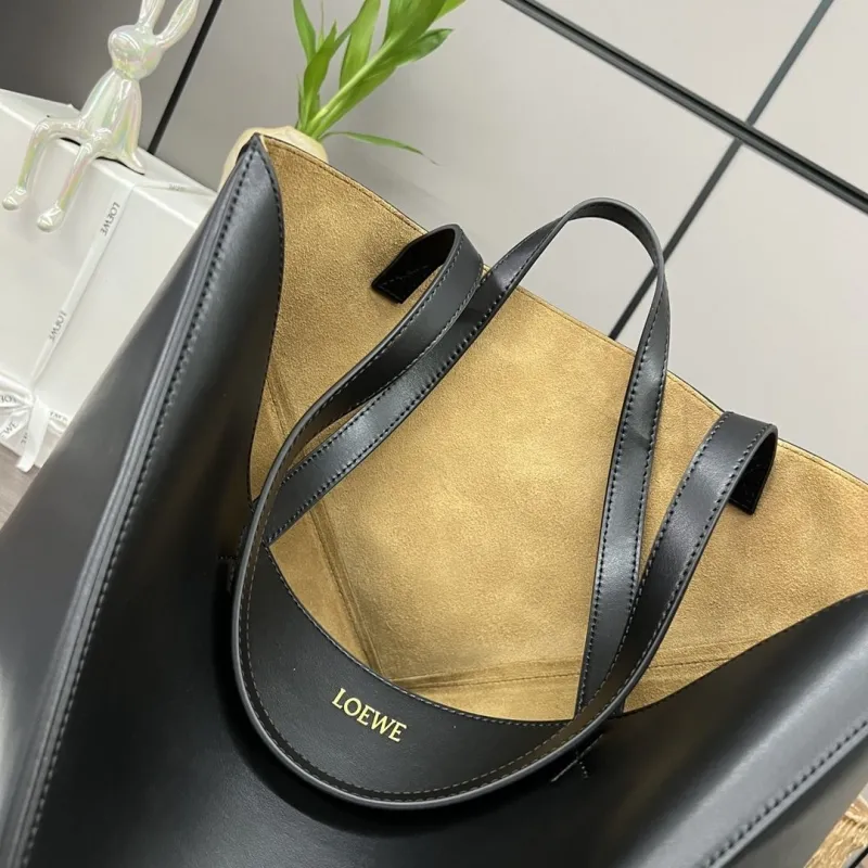 LOEWE Black Leather Shopping Tote Bag - Image 5