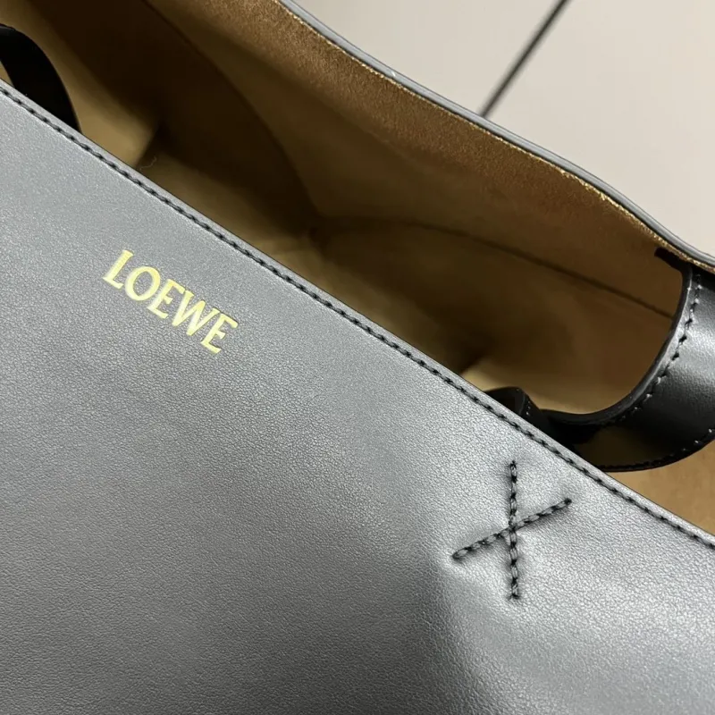 LOEWE Black Leather Shopping Tote Bag - Image 7