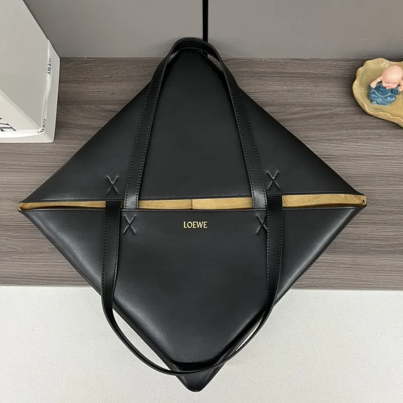 LOEWE Black Leather Shopping Tote Bag - Image 8