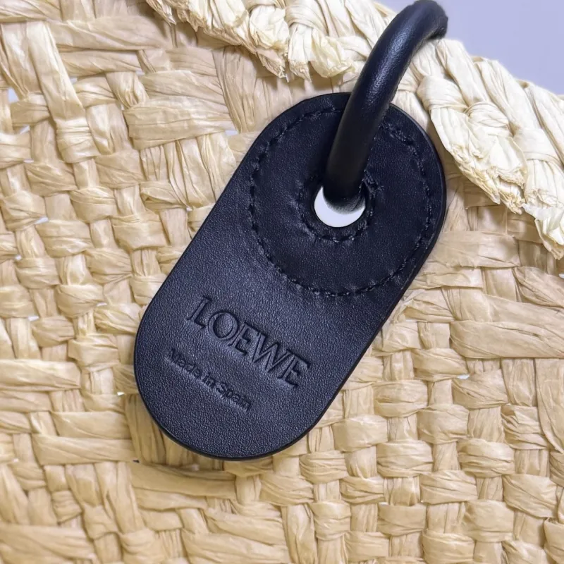 Loewe Straw Tote Bag Beige Black Handles 44 - Image 9