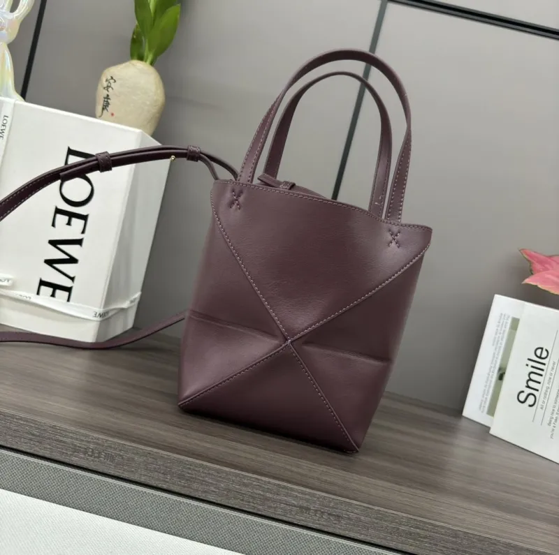 LOEWE Dark Purple Small Crossbody Tote Bag - Image 3