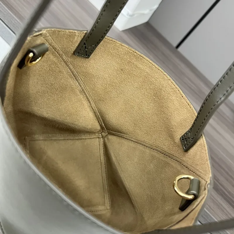 LOEWE Olive Green Leather Tote Bag - Image 9