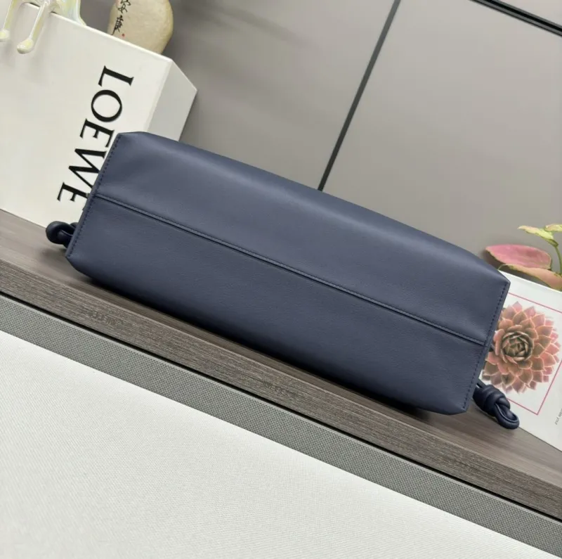 LOEWE Navy Blue Leather Tote Bag - Image 4