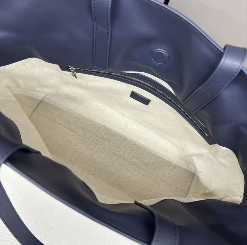 LOEWE Navy Blue Leather Tote Bag - Image 8