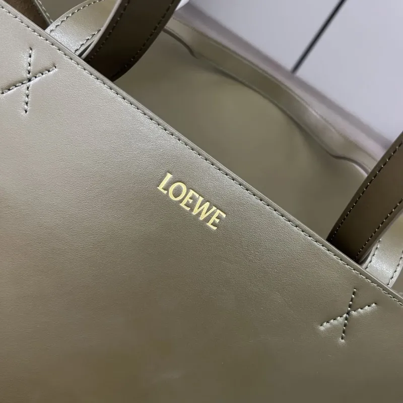 LOEWE Olive Green Leather Tote Bag - Image 7