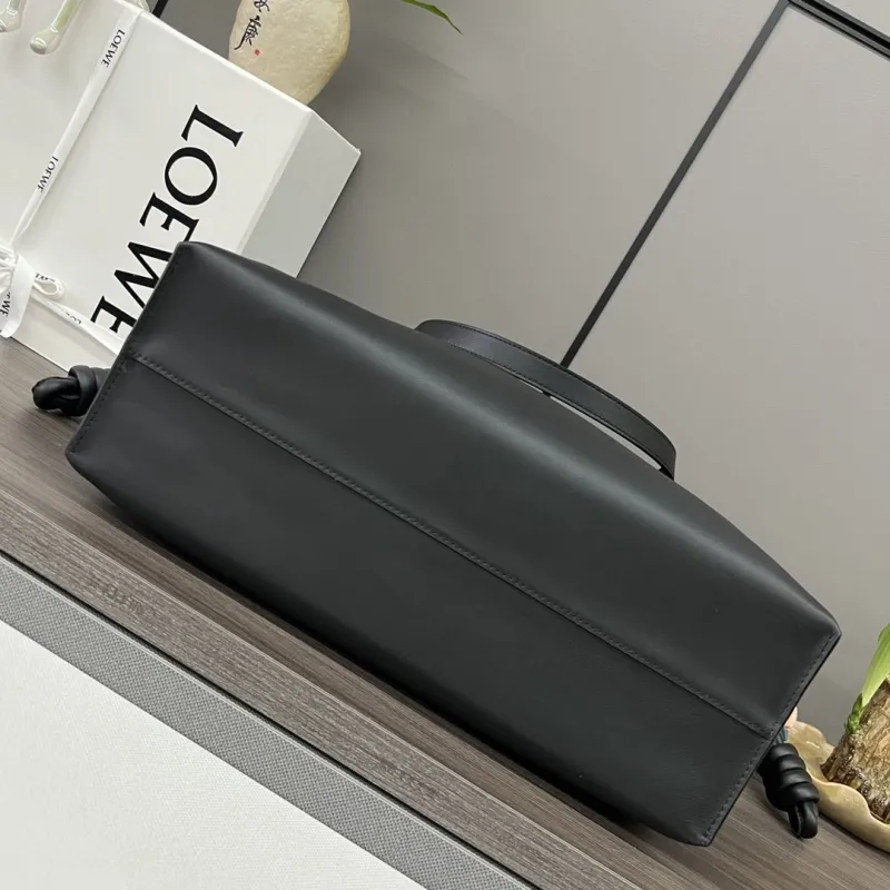 Loewe Black Leather Shopping Tote Bag - Image 4