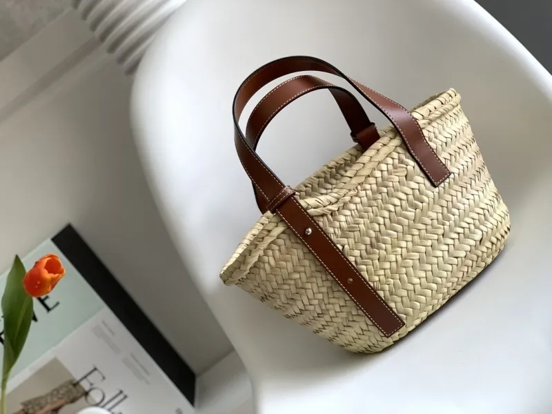 Loewe Natural Woven Straw Basket Tote Bag - Image 3