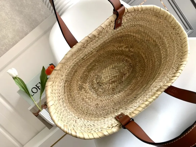 Loewe Woven Straw Basket Tote Bag - Image 9