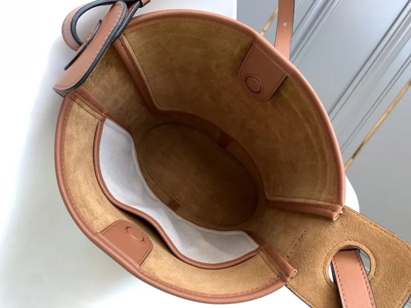 Loewe Beige Brown Canvas Leather Bucket Bag - Image 7
