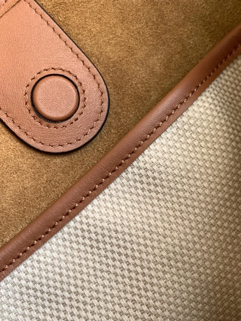 Loewe Beige Brown Canvas Leather Bucket Bag - Image 9