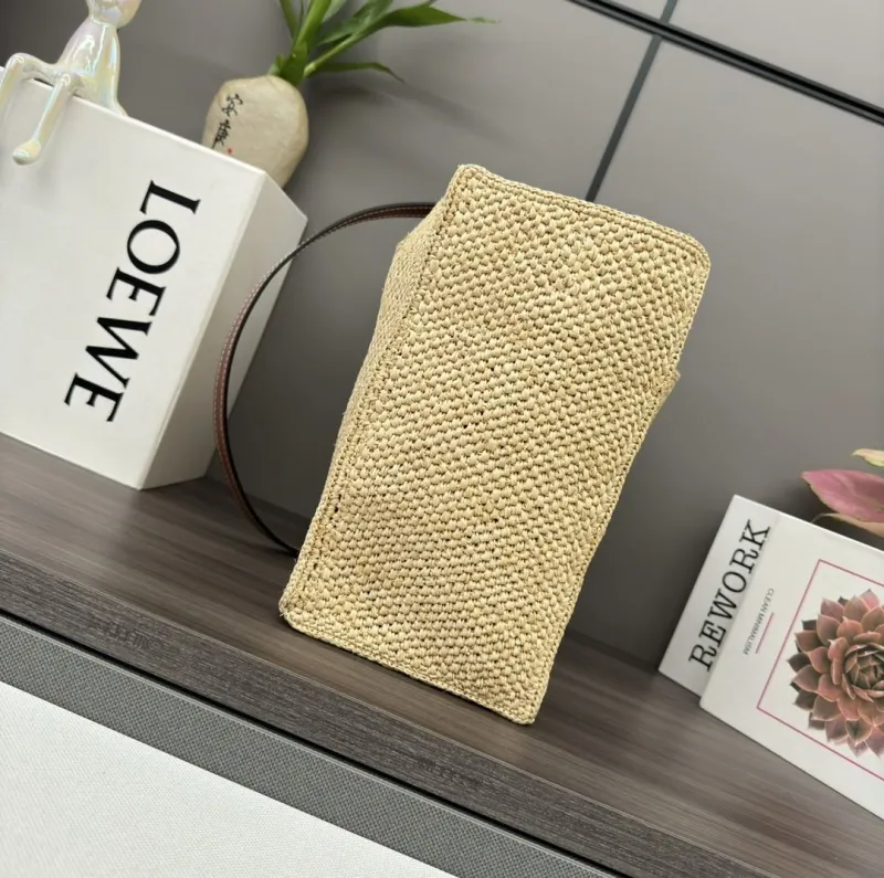 LOEWE Beige Straw Tote Bag - Image 3