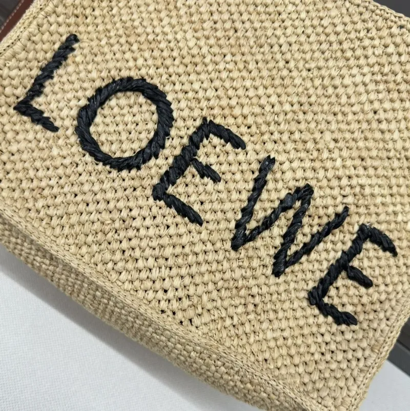 LOEWE Beige Straw Tote Bag - Image 6