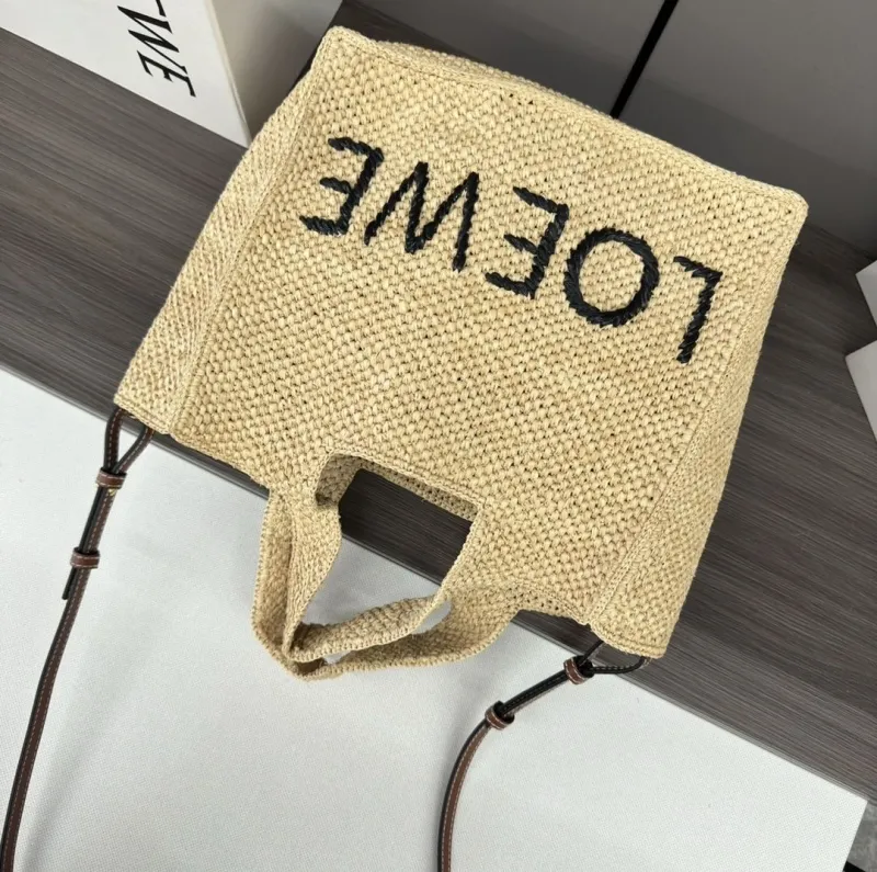 LOEWE Beige Straw Tote Bag - Image 7