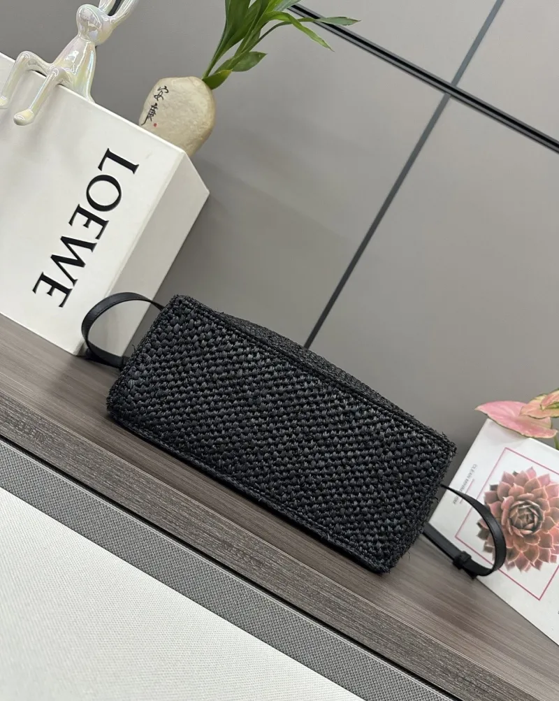 LOEWE Black Woven Crossbody Tote Bag - Image 5
