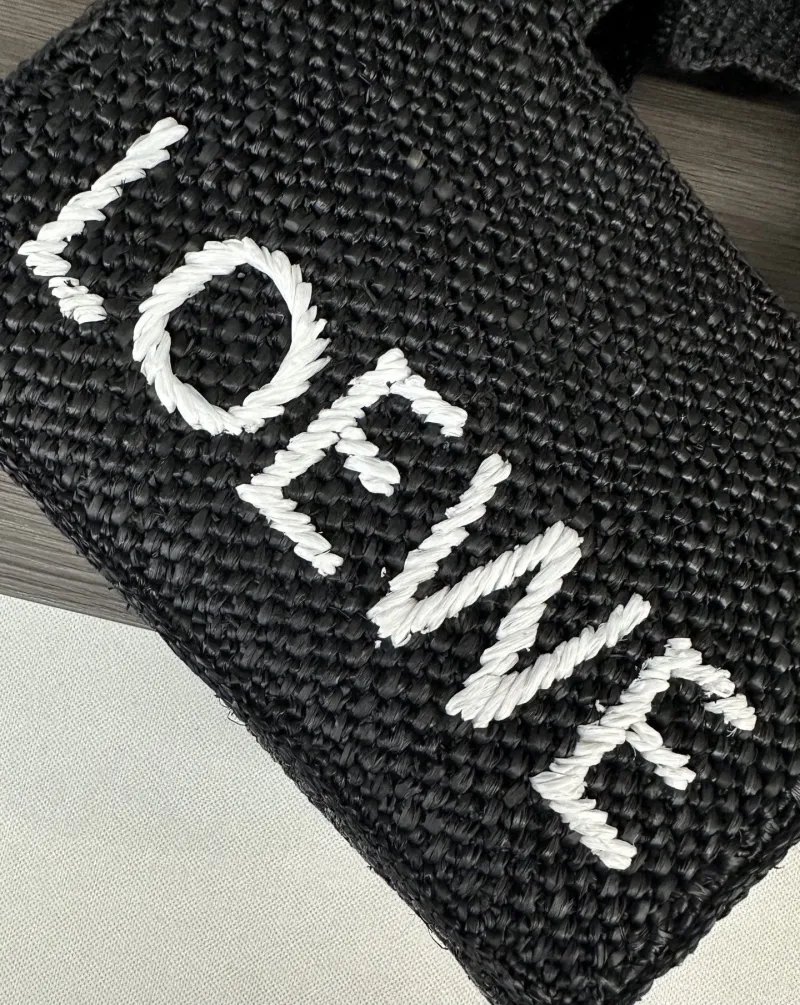 LOEWE Black Woven Crossbody Tote Bag - Image 7