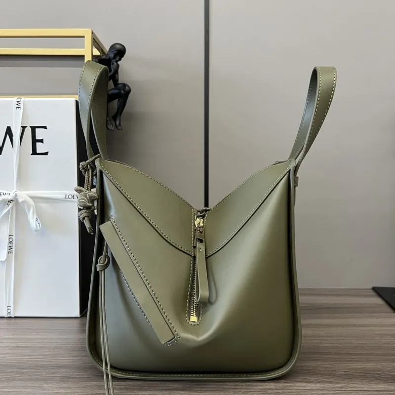 Loewe Olive Green Mini Leather Crossbody Handbag - Image 3