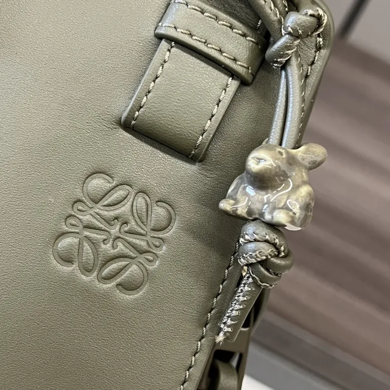 Loewe Olive Green Mini Leather Crossbody Handbag - Image 6