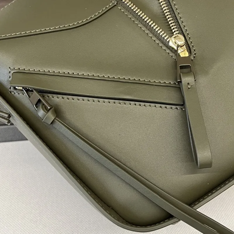 Loewe Olive Green Mini Leather Crossbody Handbag - Image 8