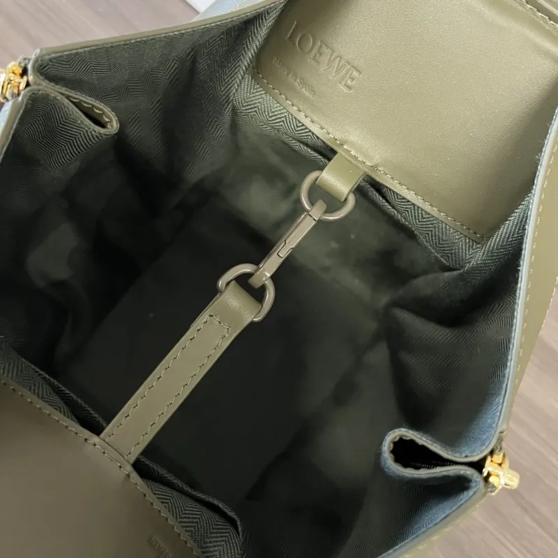 Loewe Olive Green Mini Leather Crossbody Handbag - Image 9