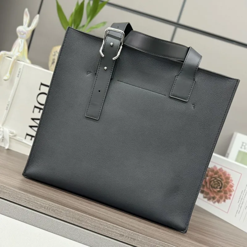 Loewe Black Leather Tote Bag 122 - Image 3