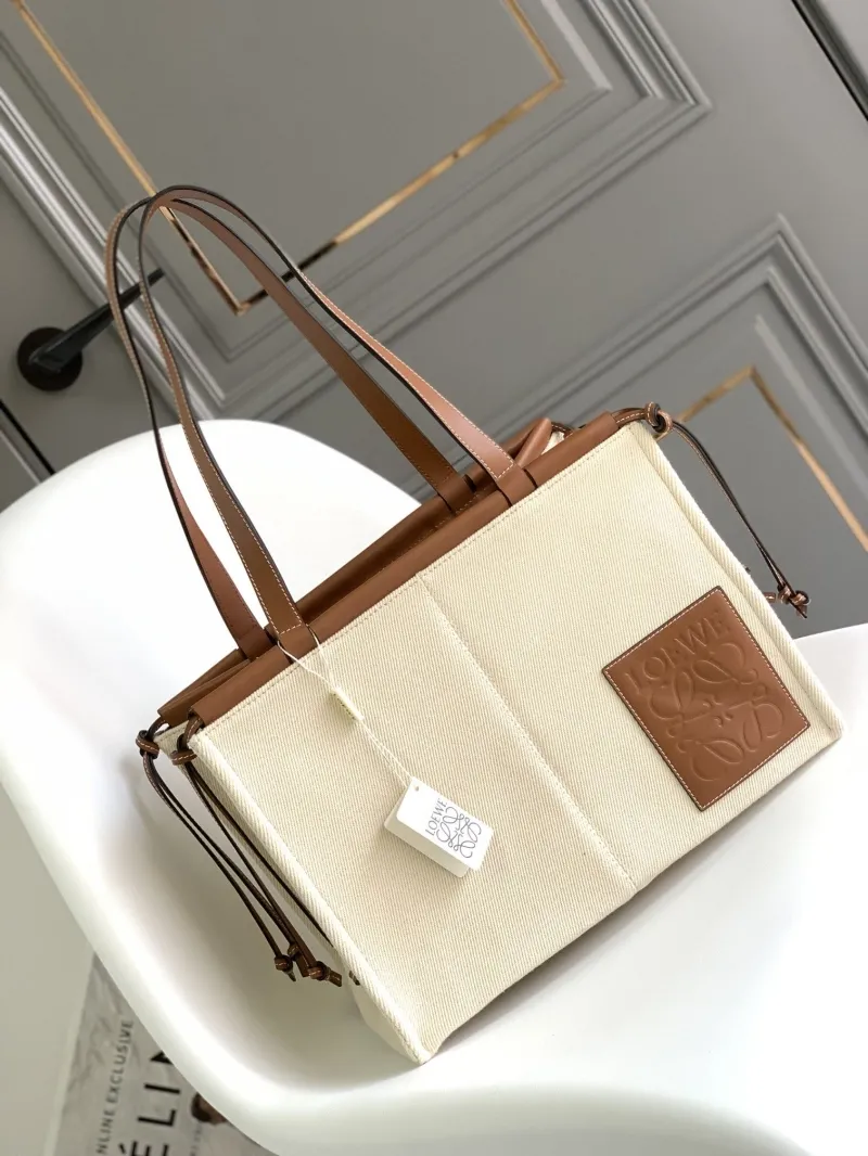 Loewe Beige and Brown Canvas Shopping Tote Bag