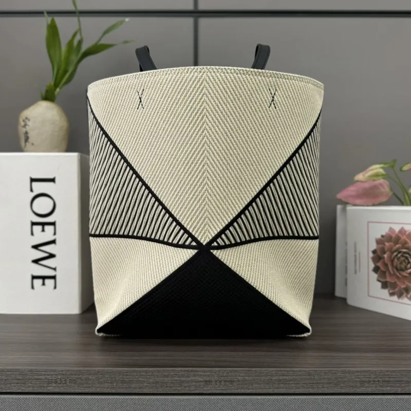 LOEWE Beige Black Canvas Tote Bag
