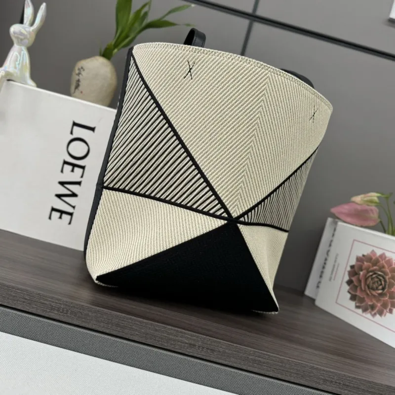 LOEWE Beige Black Canvas Tote Bag - Image 3