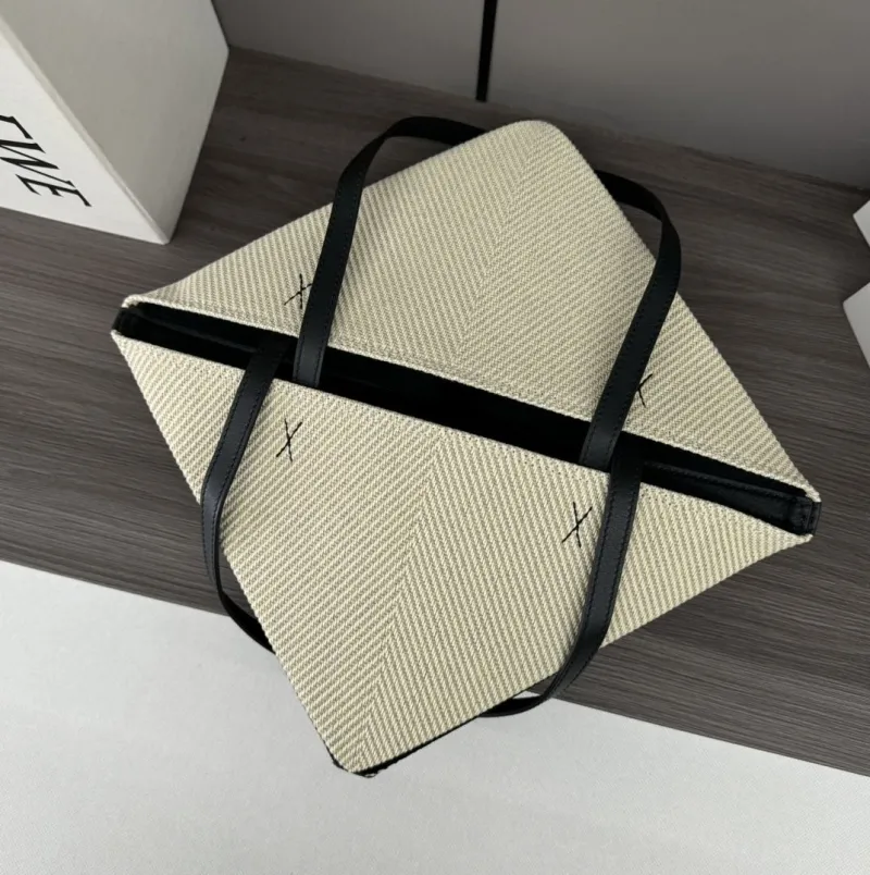 LOEWE Beige Black Canvas Tote Bag - Image 6