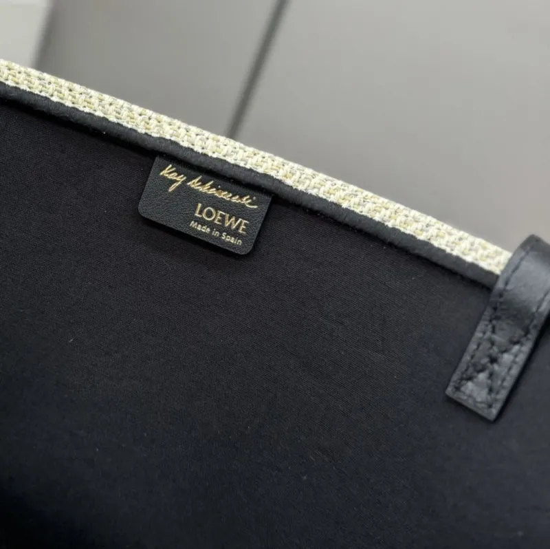 LOEWE Beige Black Canvas Tote Bag - Image 9