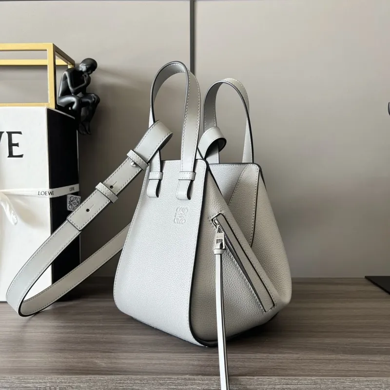 Loewe Light Gray Small Leather Crossbody Tote Bag 129