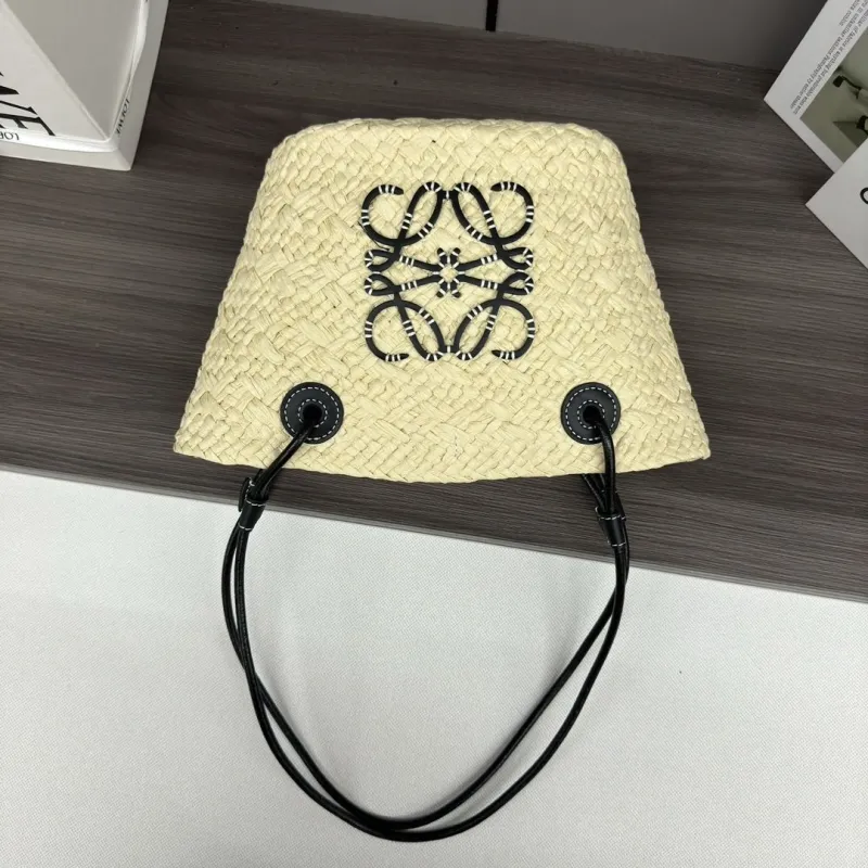 LOEWE Beige Woven Straw Tote Bag - Image 6