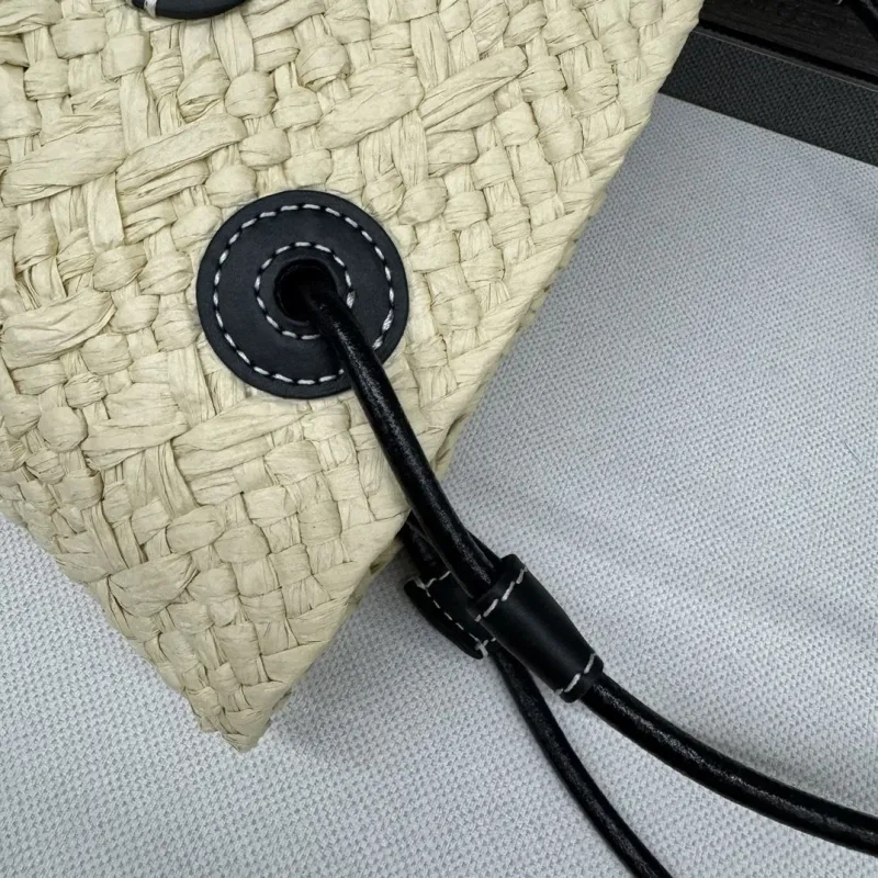 LOEWE Beige Woven Straw Tote Bag - Image 7