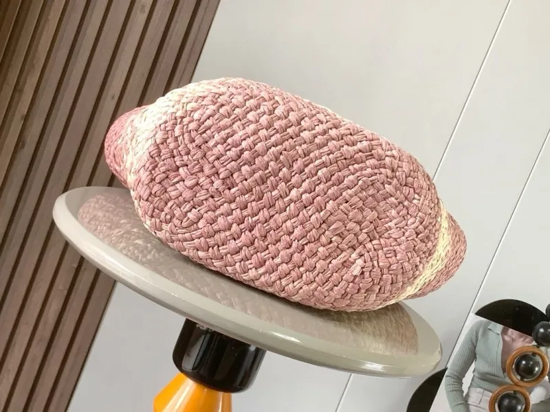 Loewe Pink Cream Woven Straw Tote Bag 135 - Image 4